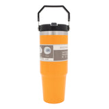 Tumbler-Orange IceFlow Stainless Steel Tumbler, Vacuum Insulated Water Bottle for Office, Car, Reusable Cup with Straw, Leak Resistant Flip Cold for 12 Hours, 30oz Cup