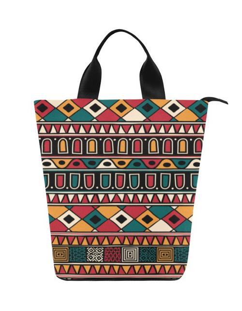 Load image into Gallery viewer, Bag-African Print Lunch Bag, Lunch, Breakfast, Everyday Bag, Shoe Bag, Lunch Container for Work/Office/Picnic/Travel
