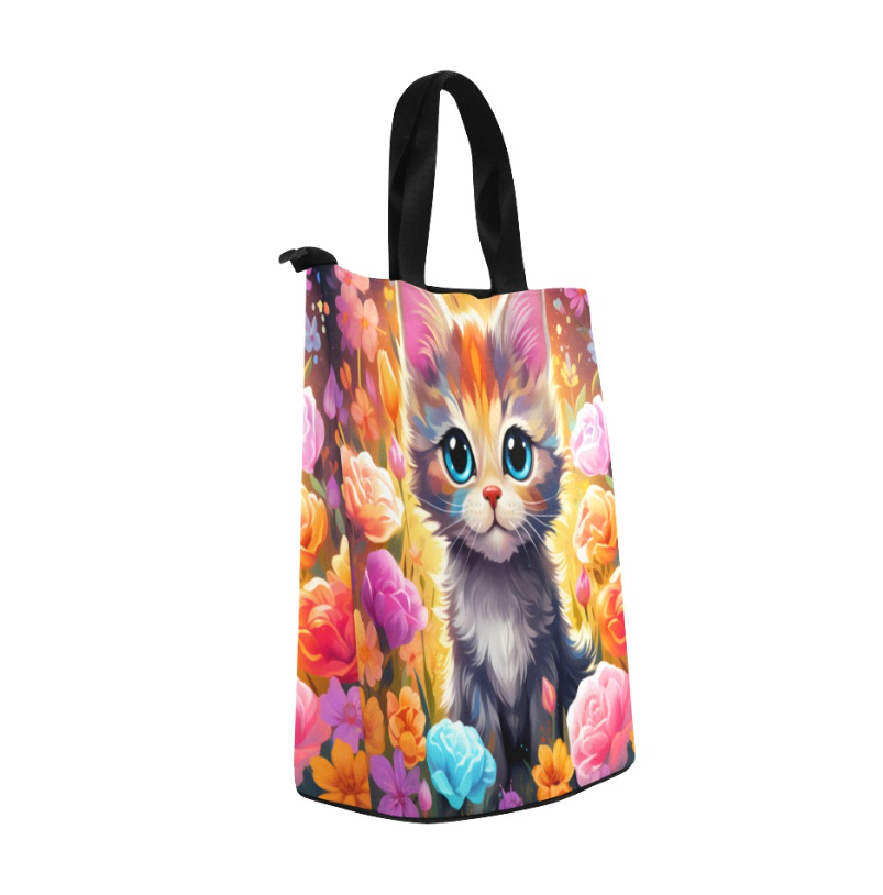 Pretty Cat Lunch Bag, Lunch, Breakfast, Everyday Bag, Shoe Bag, Lunch Container for Work/Office/Picnic/Travel