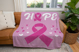 Blanket-Breast Cancer Gift with Hope Ribbon for Women Fleece Healing Thoughts Blanket Super Soft & Warm Get Well Breast Cancer Blanket Sympathy Gift with Inspirational Positive Energy 60