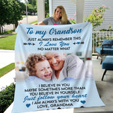 To My Grandson Personalized Ultra-Soft Micro Fleece Blanket 60