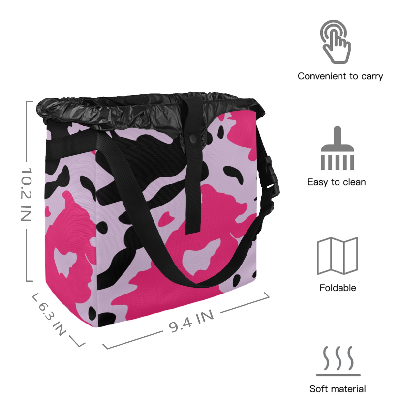 Pink Cow Print Car Trash Bag