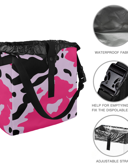 Load image into Gallery viewer, Pink Cow Print Car Trash Bag
