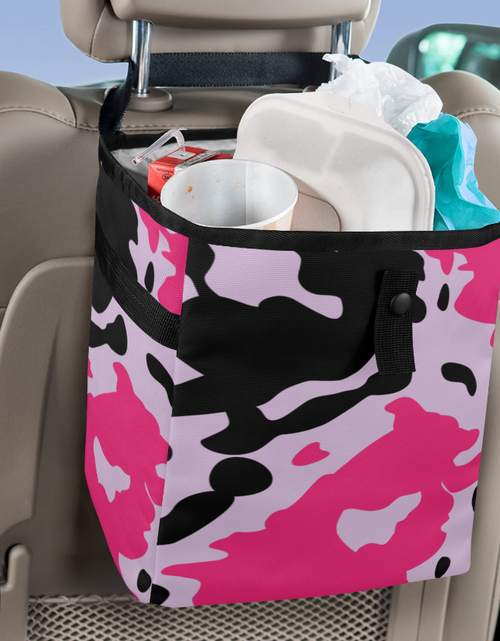 Load image into Gallery viewer, Pink Cow Print Car Trash Bag
