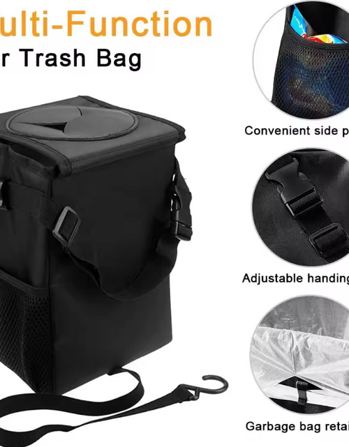 Load image into Gallery viewer, Bag-Small Black Car Trash Bag Stylish and multipurpose, Car Trash Bag, Car Trash Bin, Kids Toy Storage Bag, Keep Car Clean, Car Garbage can.
