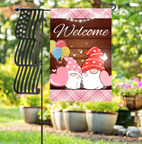 Flag-Welcome Garden Flags for Outside Decoration, Valentine Holiday Outdoor Decor 12x18 Inch Vertical Double Sided